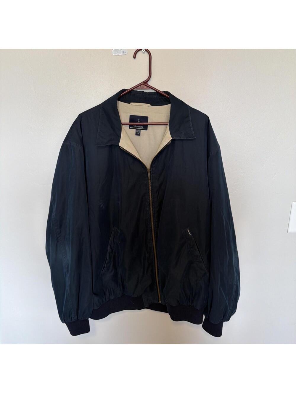 Faconnable Men’s Size XXL Navy Blue Full Zip Water Resistant Bomber Style Jacket